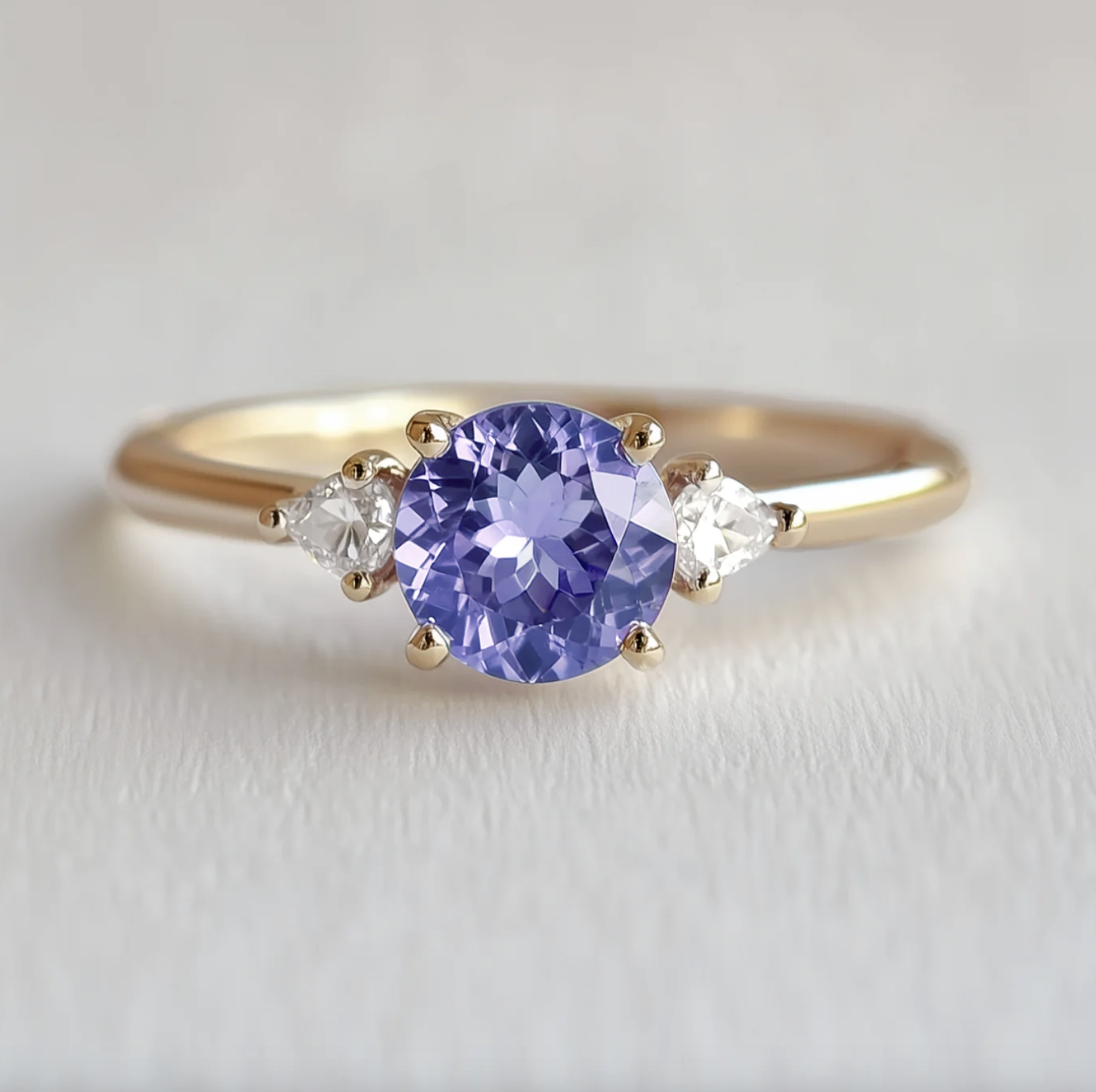 Pansy Tanzanite Engagement Rings, 14k Purple Tanzanite Engagement Ring
