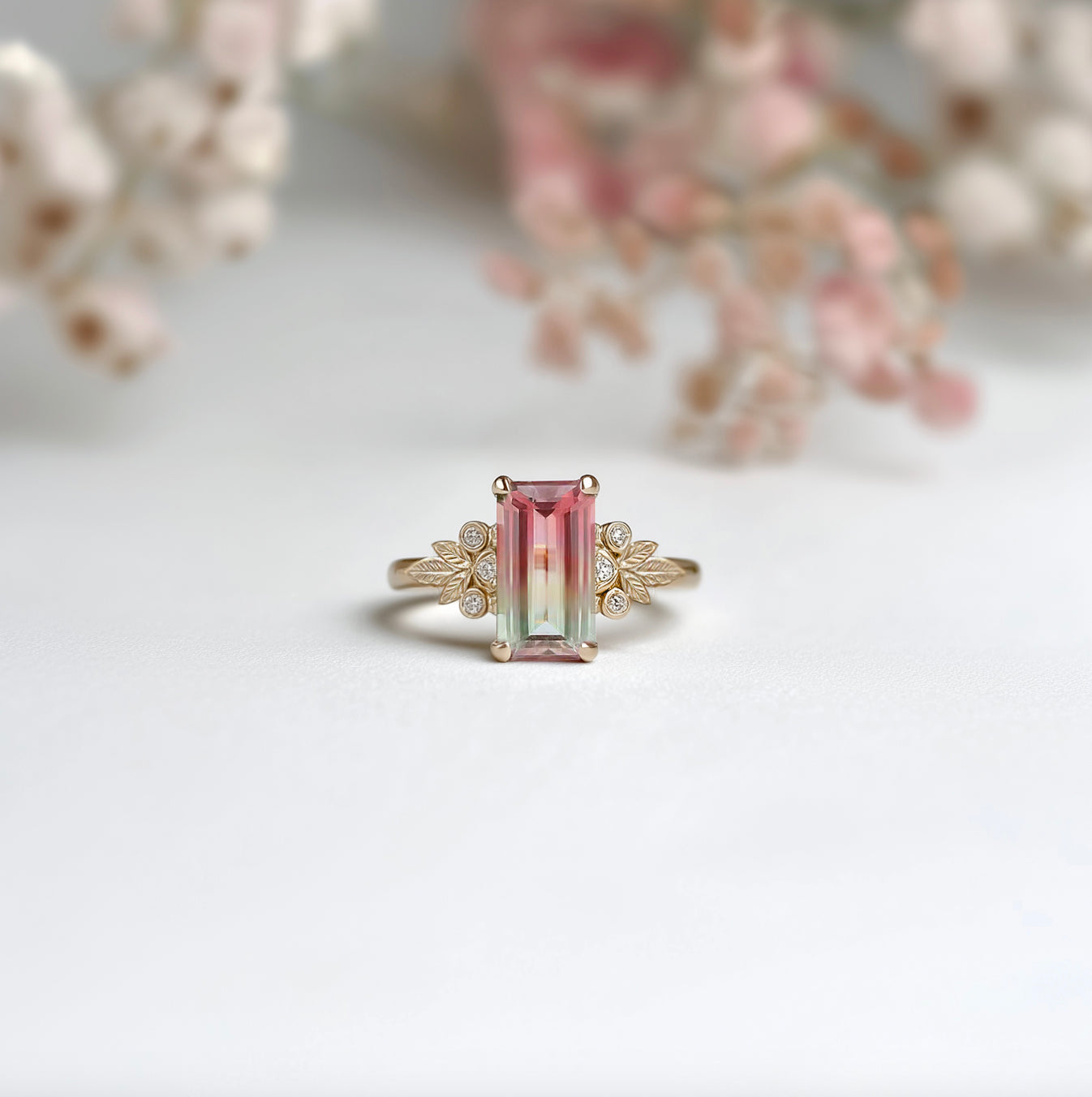 Pink Watermelon tourmaline Engagement Ring, tourmaline Engagement Ring