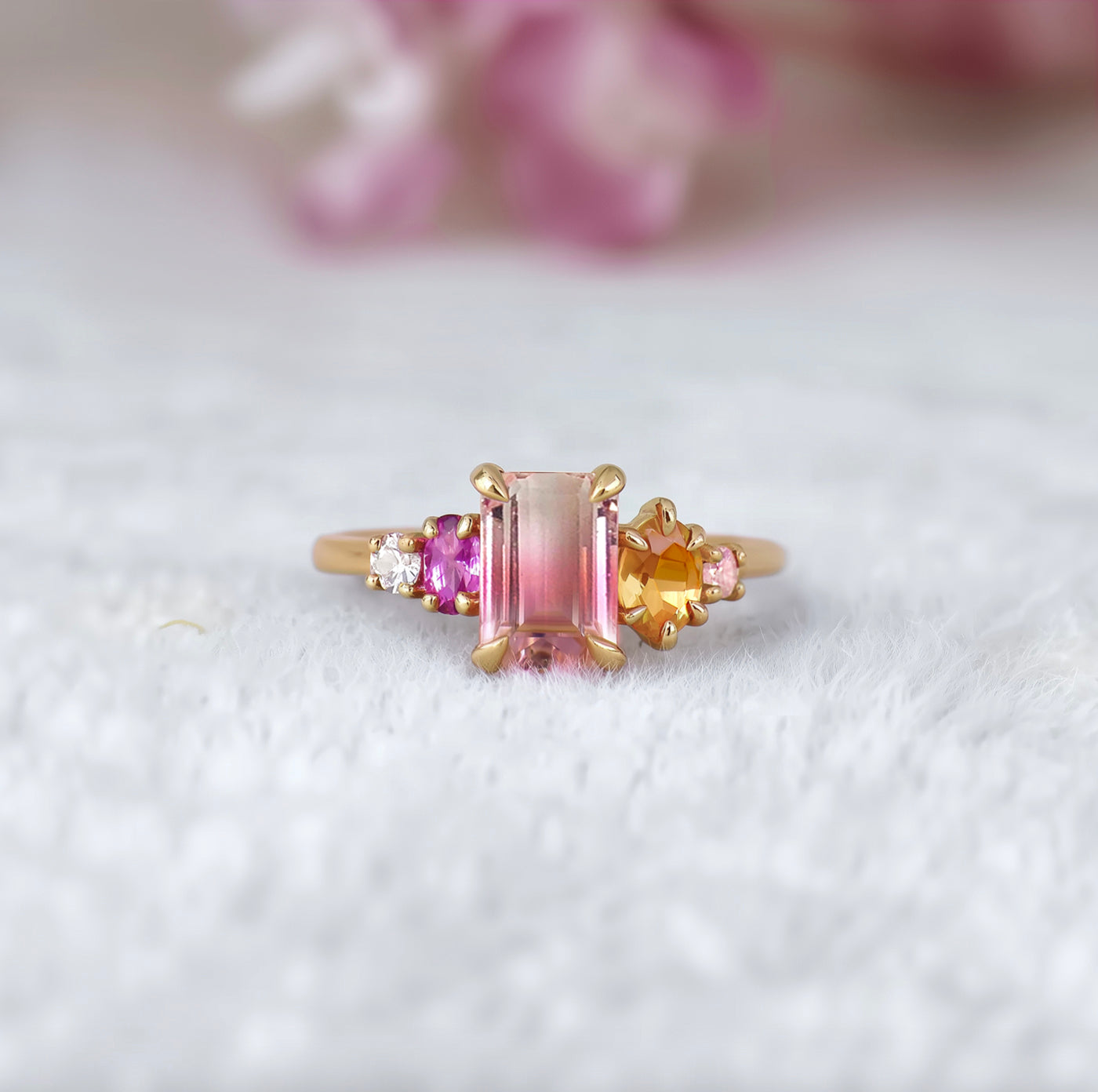 Birthstone Ring, Tourmaline and Sapphire Ring, Engagement Ring