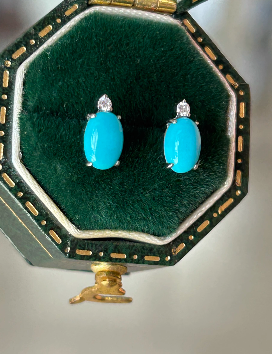 Natural Turquoise Studs, Gold Turquoise stud, Earrings Studs