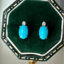 Load image into Gallery viewer, Natural Turquoise Studs, Gold Turquoise stud, Earrings Studs
