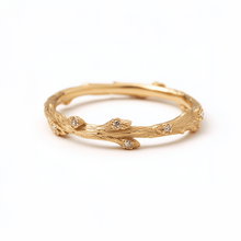 Load image into Gallery viewer, Dainty Twig Band, 14k Gold Diamond Twig Band, Diamond wedding band
