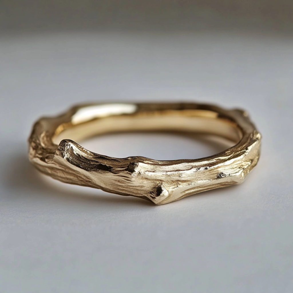Gold Twig Strong band, Gold Simple Wedding Band for men and women