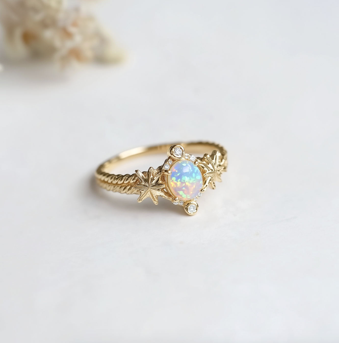 Stella Mare Opal Engagement Ring, Opal Wedding ring
