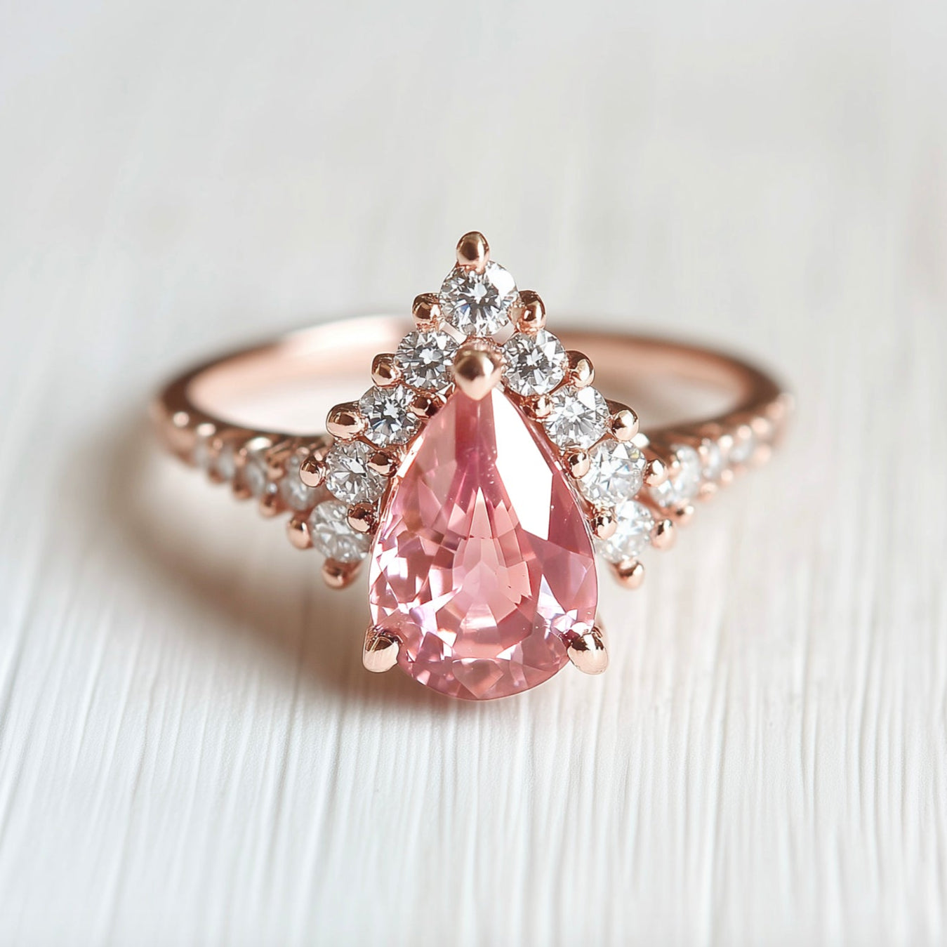 Dahlia Classic Pink tourmaline Ring, 14k Gold Engagement Ring