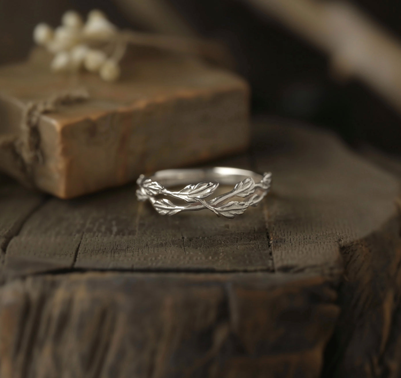 14k Gold Garden Wide Wreath Ring, Wedding Band for Women