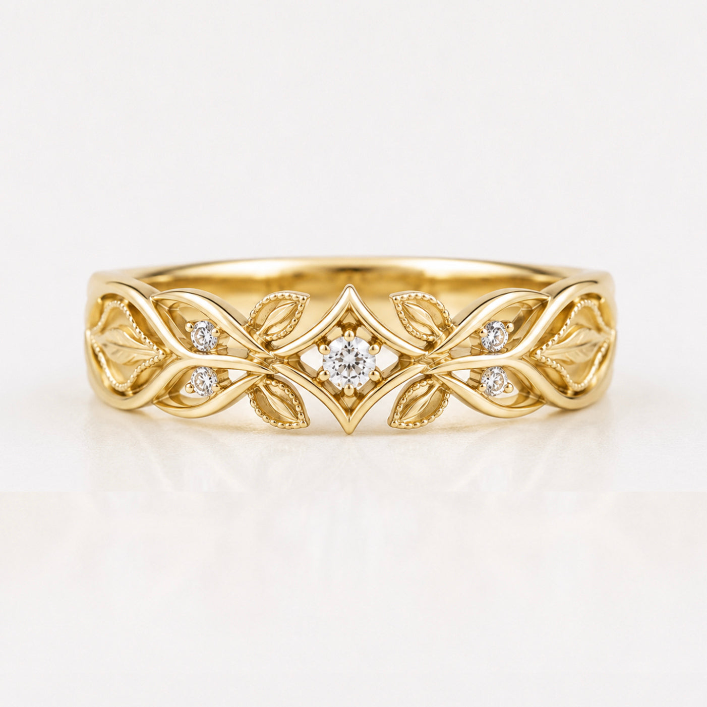 Woven Ivy Diamond Wedding Band, Diamond Wedding Ring