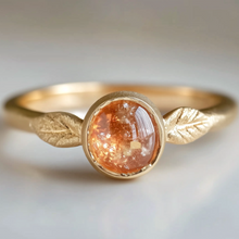 Load image into Gallery viewer, Angel Leaf Sunstone Engagement Ring Matt Finish
