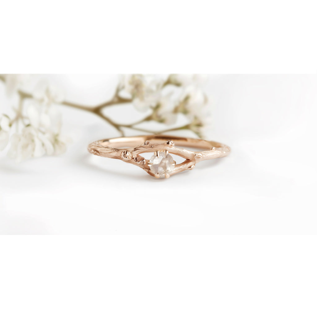 Raw Diamond Ring, Raw Diamond Twig Ring
