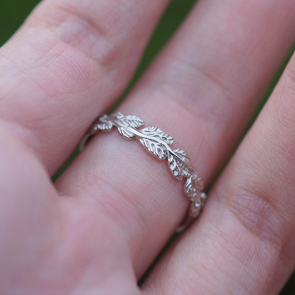 14k Gold Wedding Band, Garden Ring