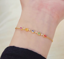Load image into Gallery viewer, Color of Sapphire Bracelet, Solid 18k Gold Bracelet, Colorful Natural Sapphire Summer Bracelet
