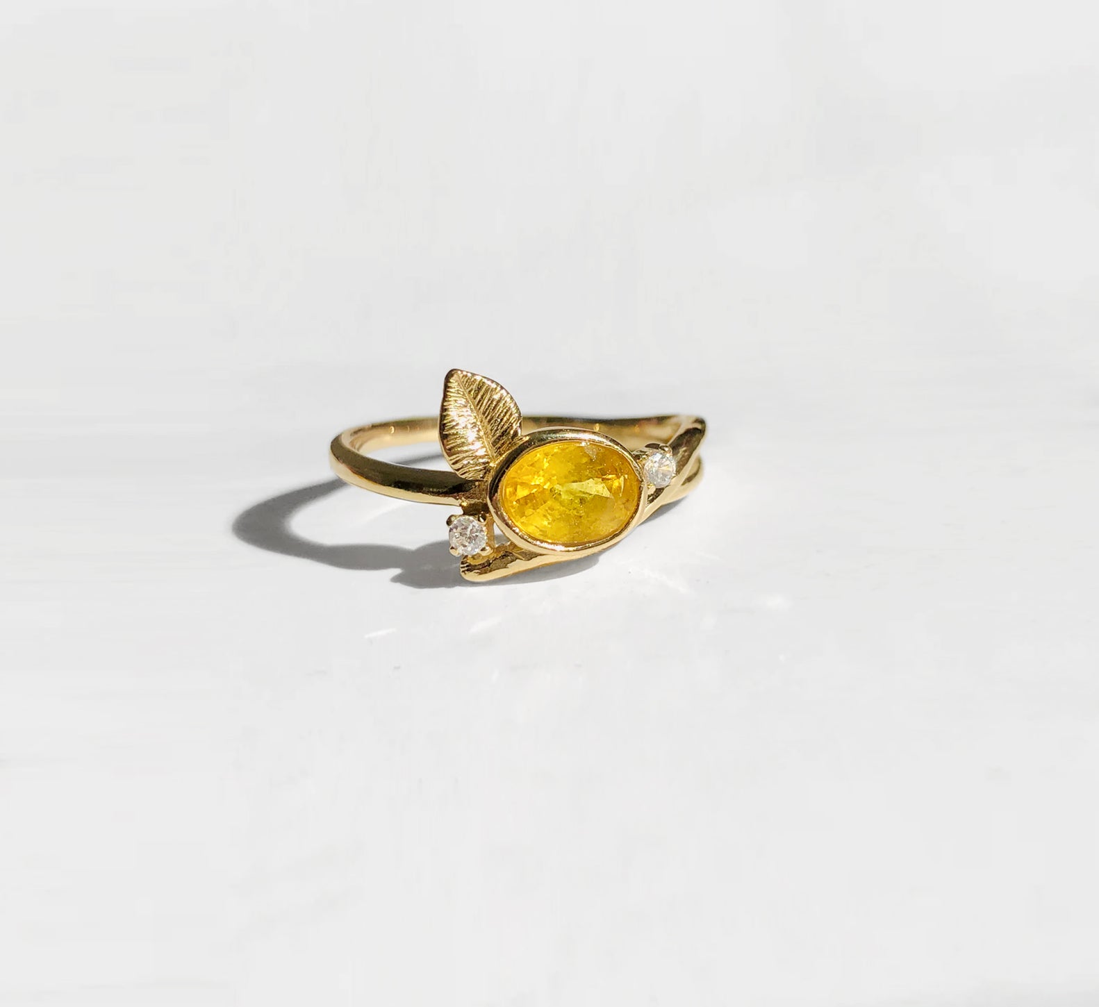 Heart of Sun Yellow Sapphire Ring, Sapphire Engagement Ring