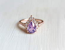 Load image into Gallery viewer, Dawn Violet Amethyst Engagement Rings, Classic Amethyst Engagement Ring
