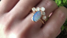 Load and play video in Gallery viewer, Raw Opal Solitary Engagement Ring, Fire Raw Opal Engagement Ring, Opal Gold Ring

