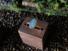 Load image into Gallery viewer, Raw Opal Solitary Engagement Ring, Fire Raw Opal Engagement Ring, Opal Gold Ring
