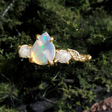 Load image into Gallery viewer, Earthy Opal Engagement Ring, Tree Leaf 14k Gold Ring
