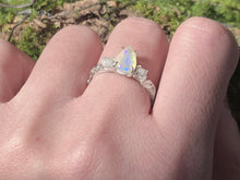 Load image into Gallery viewer, Earthy Opal Engagement Ring, Tree Leaf 14k Gold Ring

