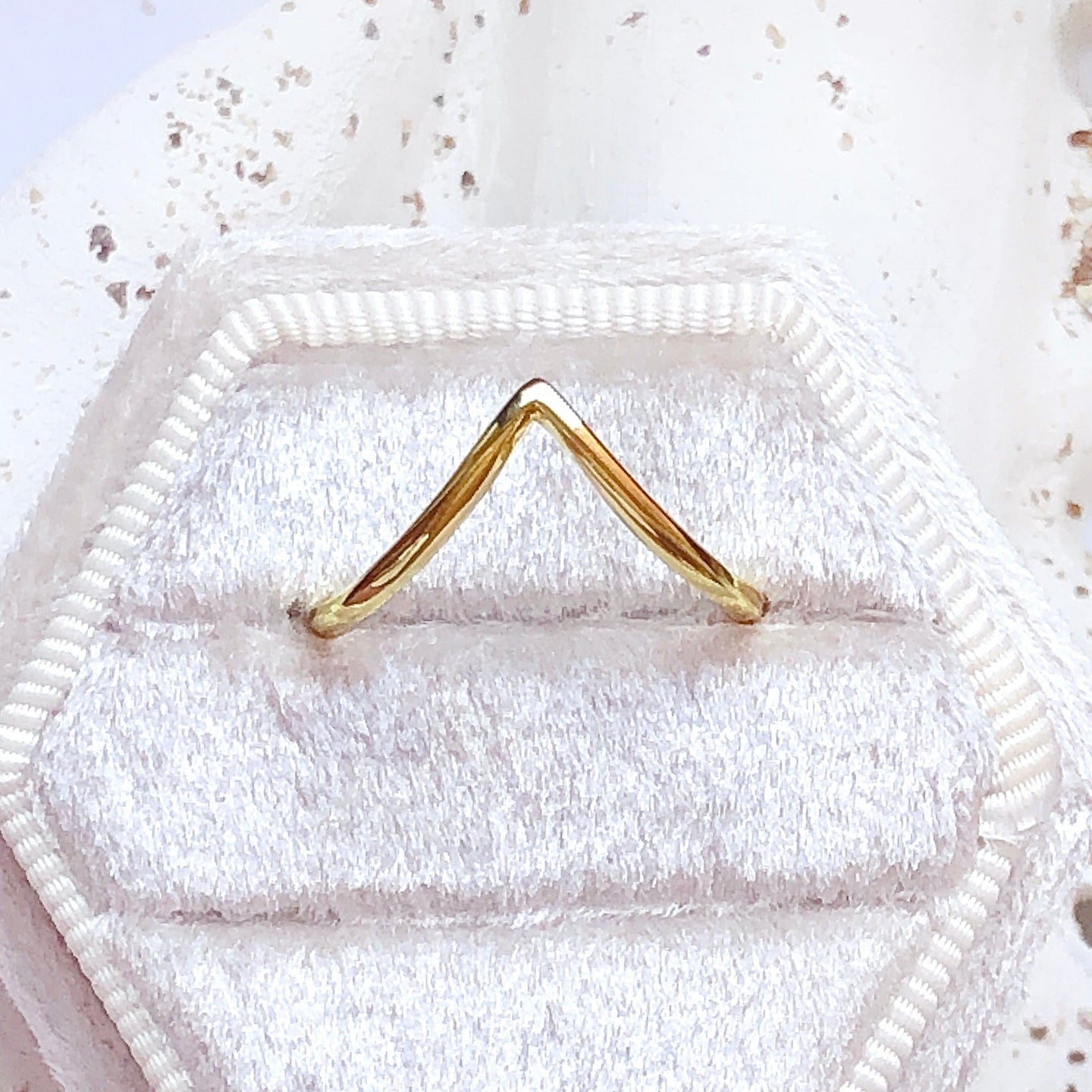 JadedDesignNYC Bare curved v-shape Gold Wedding Stacking Ring
