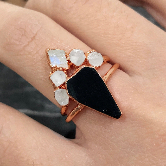 JadedDesignNYC Black Onyx Wedding/Engagement Ring, Raw Gemstone Ring