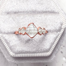 Load image into Gallery viewer, JadedDesignNYC Herkimer Diamond Engagement Ring, Raw Herkimer Ring
