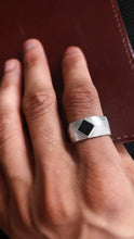 Load image into Gallery viewer, JadedDesignNYC Men&#39;s Tourmaline Engagement Ring, Raw Black Tourmaline Ring, Gemstone Wedding Ring, Men&#39;s Silver Ring
