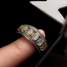 Load image into Gallery viewer, JadedDesignNYC Multi-Opal Engagement Ring, Silver Opal Ring
