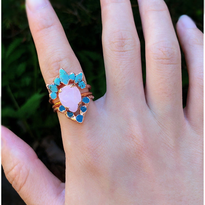 JadedDesignNYC Multi-Stone Wedding Rings, Boho & hippie Wedding/Engagement Ring, Raw Gemstone Wedding Ring
