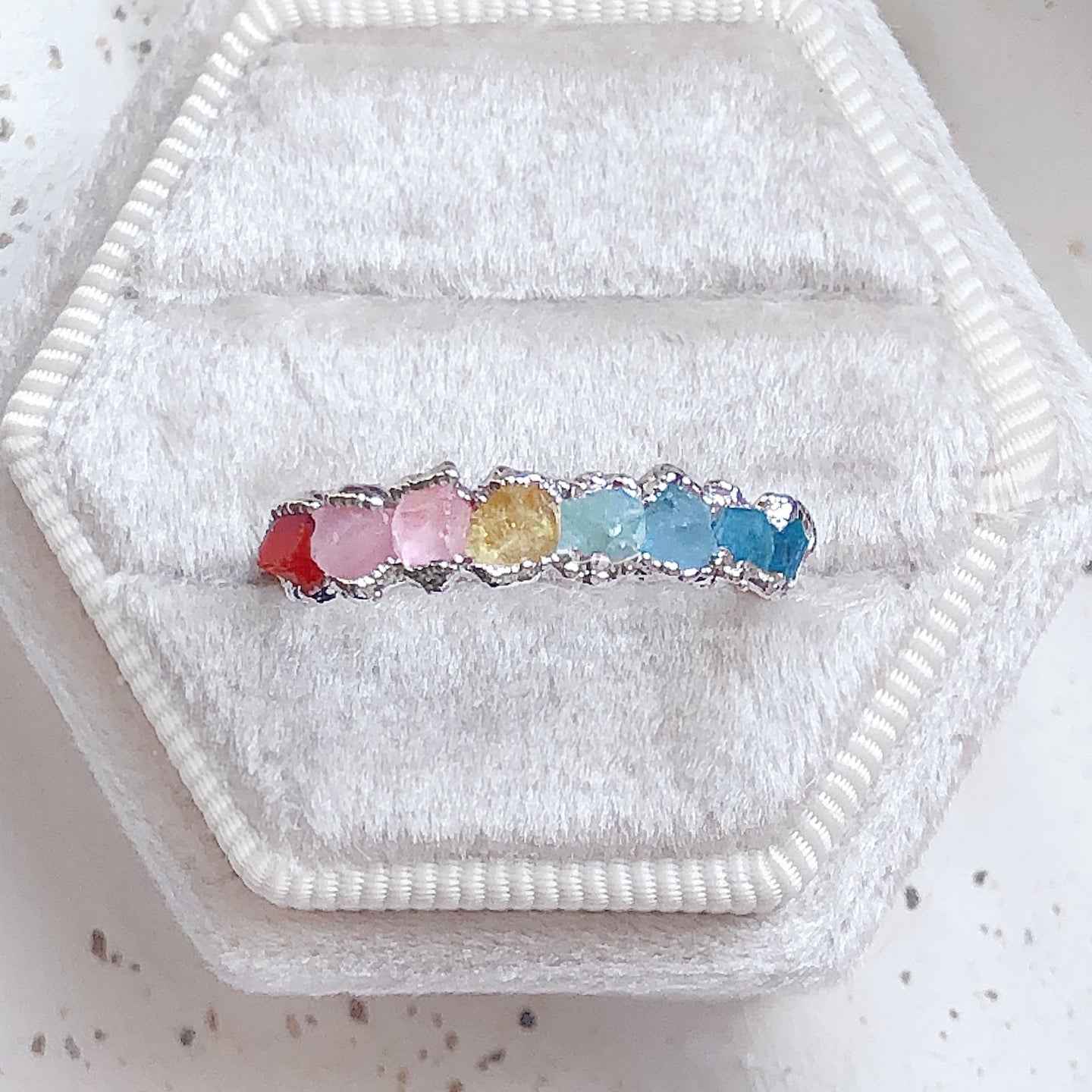 JadedDesignNYC Rainbow Stones Ombre Engagement Ring