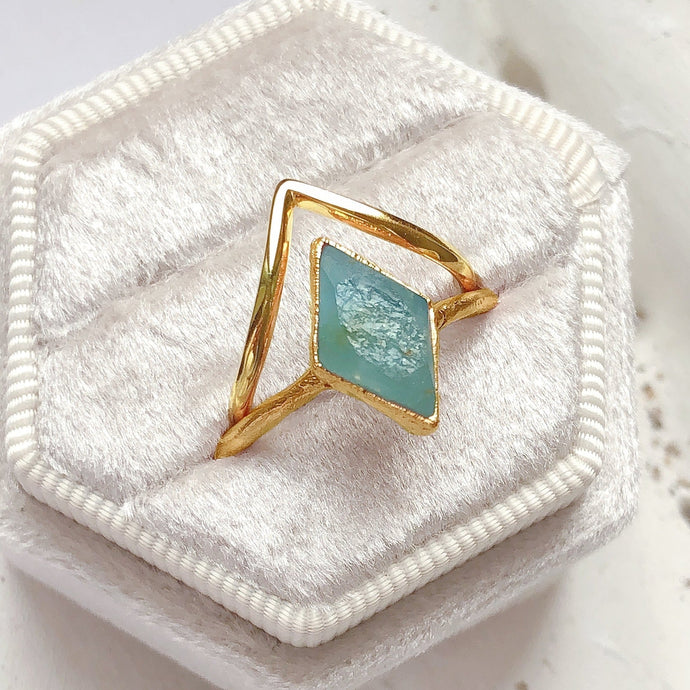JadedDesignNYC Raw Aquamarine Engagement Ring, Raw Aquamarine Wedding Ring