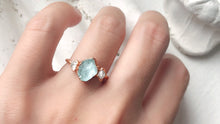 Load image into Gallery viewer, JadedDesignNYC Raw Aquamarine Engagement Ring, Raw Diamond Engagement Ring

