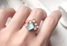 Load image into Gallery viewer, JadedDesignNYC Raw Aquamarine Engagement Ring, Raw Diamond Ring
