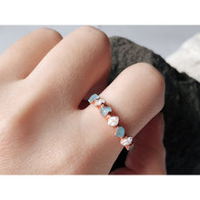 Load image into Gallery viewer, JadedDesignNYC Raw Aquamarine Engagement Ring, Raw Herkimer Diamond Ring, Raw Diamond ring
