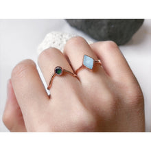 Load image into Gallery viewer, JadedDesignNYC Raw Aquamarine Ring for Women, Emerald Stackable Ring Set, Raw Crystal Ring, Raw Stone Ring
