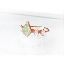 Load image into Gallery viewer, JadedDesignNYC Raw Aquamarine Ring for Women, Raw Herkimer Diamond Ring, Multistone Gemstone Ring, Raw Diamond Ring
