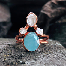 Load image into Gallery viewer, JadedDesignNYC Raw Aquamarine Wedding/Engagement Ring for Women, Raw Herkimer Ring, Raw Stone Engagement Ring
