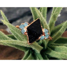 Load image into Gallery viewer, JadedDesignNYC Raw Black Tourmaline-Aquamarine Engagement Ring, Tourmaline Ring
