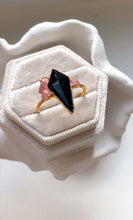 Load image into Gallery viewer, JadedDesignNYC Raw Black Tourmaline Engagement Ring, Pink Rose Quartz Engagement Ring
