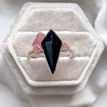 Load image into Gallery viewer, JadedDesignNYC Raw Black Tourmaline Engagement Ring, Pink Rose Quartz Engagement Ring
