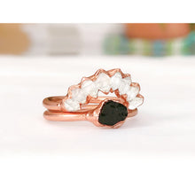 Load image into Gallery viewer, JadedDesignNYC Raw Black Tourmaline-Herkimer Diamond Wedding Rings
