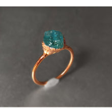 Load image into Gallery viewer, JadedDesignNYC Raw Dark Deep Blue Aquamarine Ring, Aquamarine Solitary Engagement Ring
