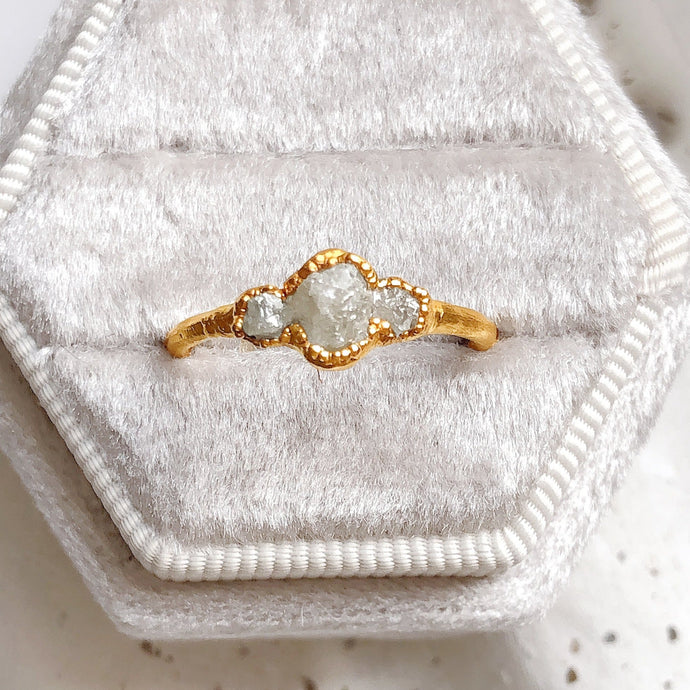 Raw Diamond Engagement Ring Yellow Gold - Doron Merav