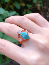 Load image into Gallery viewer, JadedDesignNYC Raw diamond engagement ring, Raw Turquoise Ring for Women, Raw Turquoise Ring
