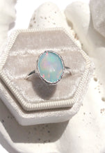 Load image into Gallery viewer, JadedDesignNYC Raw Diamond Wedding Ring, Raw Opal Engagement Ring
