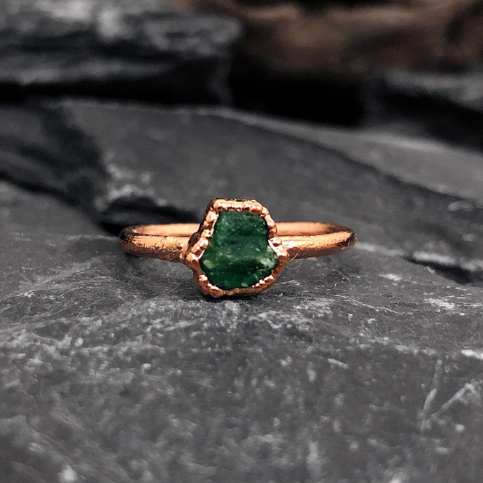 JadedDesignNYC Raw Emerald Ring, Raw Emerald Engagement Ring, Raw Gemstone Ring For Women