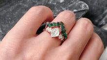 Load image into Gallery viewer, JadedDesignNYC Raw Emerald Ring, Raw Herkimer Diamond Wedding Ring, Raw Herkimer Diamond Ring, Raw Emerald Engagement ring
