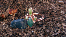 Load image into Gallery viewer, JadedDesignNYC Raw Emerald Ring, Raw Peridot Wedding Ring Set, Raw Emerald Engagement Ring
