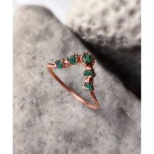 Load image into Gallery viewer, JadedDesignNYC Raw Emerald Stackable Ring, Raw Stone Ring, Raw Emerald Engagement/Wedding ring
