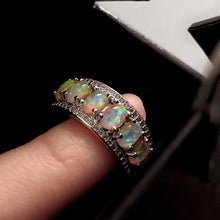 Load image into Gallery viewer, JadedDesignNYC Raw Fire Opal Ring for Women, Silver Opal Engagement Ring
