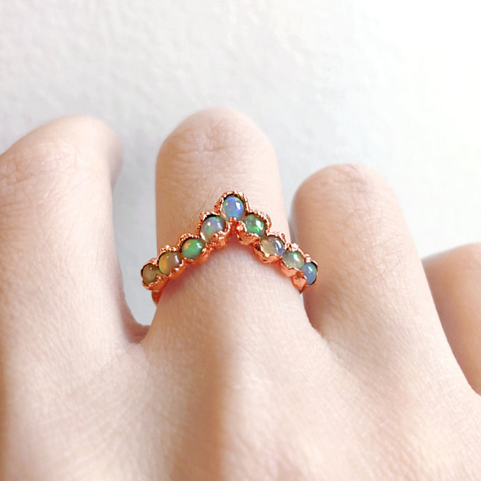 JadedDesignNYC Raw Fire Opal Ring, Natural Ethiopian Opal Wedding Ring, Raw Fire Opal Jewelry, Birthstone Ring, Dainty Stacking Ring