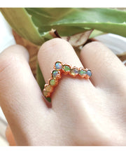 Load image into Gallery viewer, JadedDesignNYC Raw Fire Opal Ring, Natural Ethiopian Opal Wedding Ring, Raw Fire Opal Jewelry, Birthstone Ring, Dainty Stacking Ring
